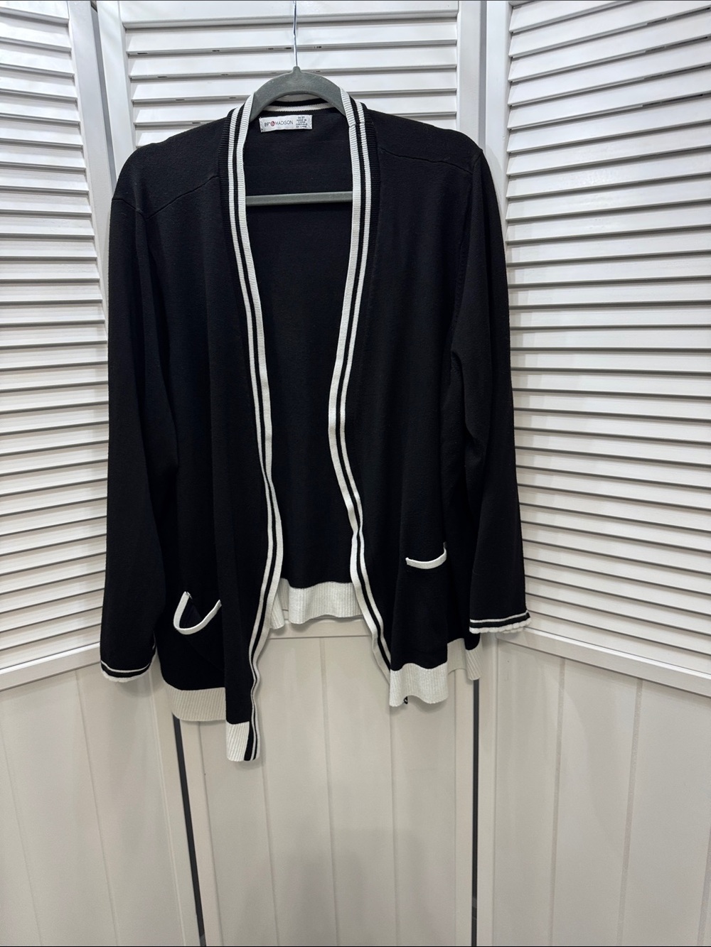 89th & Madison Black Cardigan with White Trim